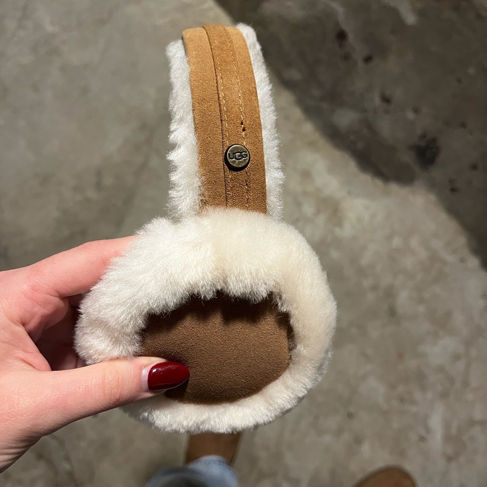 UGG Tan and Cream Shearling Earmuffs